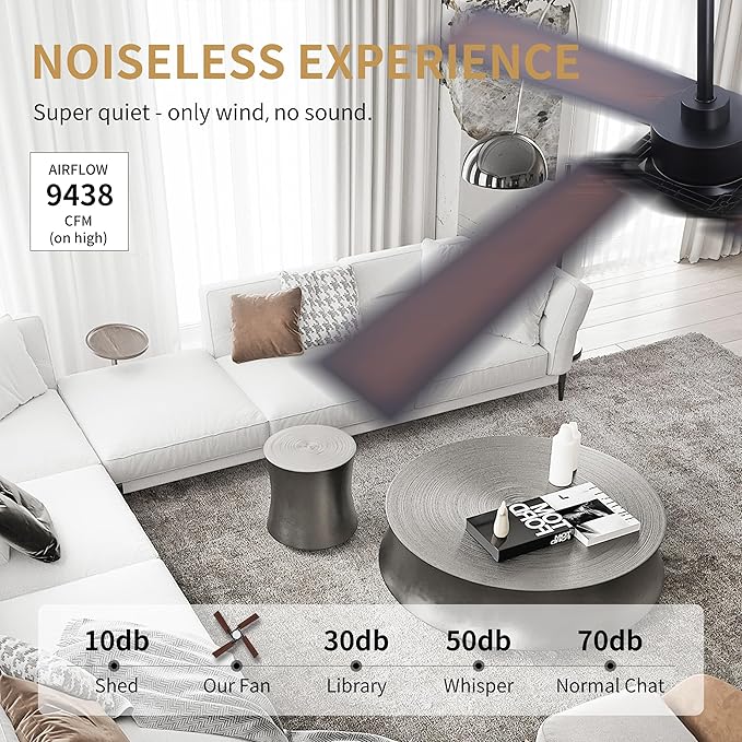 WINGBO 72 Inch Ceiling Fan with Light and Remote, 4 Plywood Blades, 6-Speed Reversible DC Motor, Dimmable, 3CCT, Farmhouse Ceiling Fan for Bedroom Living Room Kitchen, Black and Walnut/Shadowed Walnut