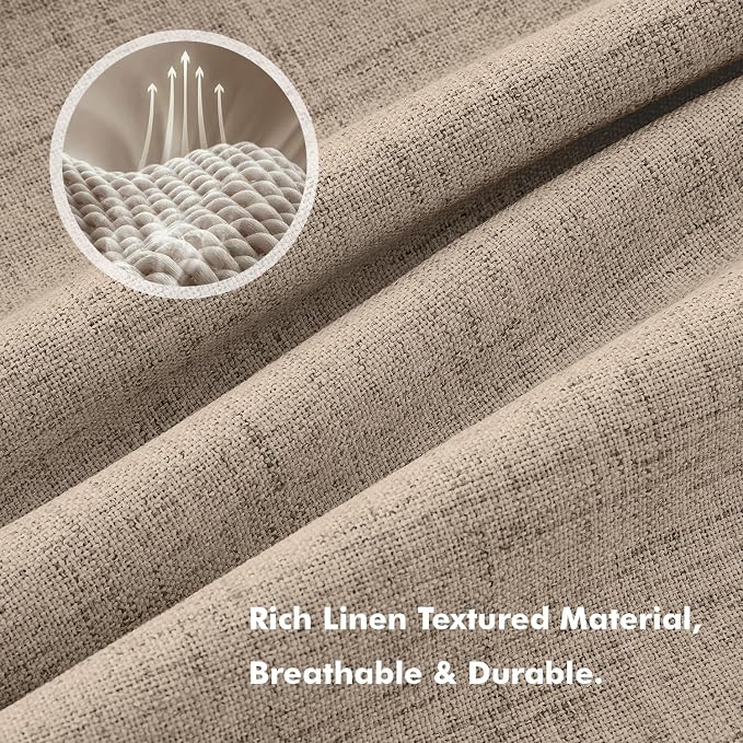 MIULEE 100% Blackout Linen Curtains 42 x 72 Inch Copper Brown 2 Panels | - Image 3