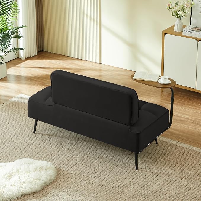 anwickjeff 55" Inch Width Modern End of Bed Bench, Leather Upholstered Futon - Image 5