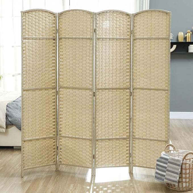 HOMCOM Room Divider 4 Panel Folding Privacy Screen 5.6' Tall Charcoal Gray | - Image 8