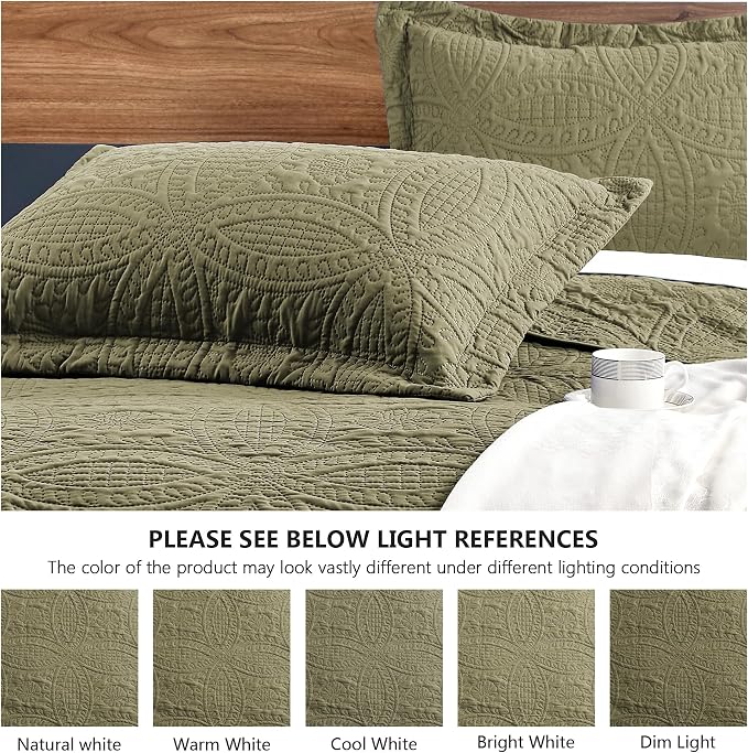 Love's cabin Quilts for Queen Bed Green Bedspreads Bedding Set - Image 5