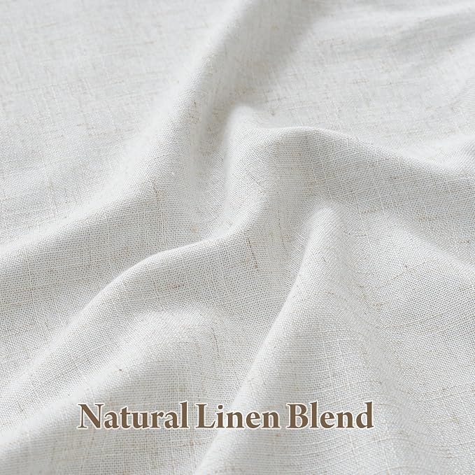 RYB HOME 100% Blackout Cream White Pinch Pleated Linen Curtains - Image 3