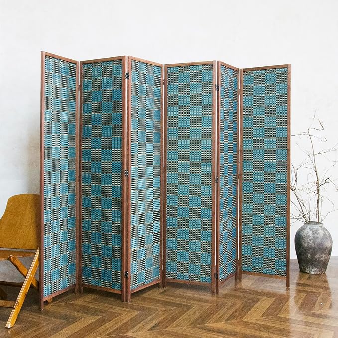6 Panel Bamboo Room Divider, 5.6 ft Tall Double-Sided Folding Privacy Screen - Image 4