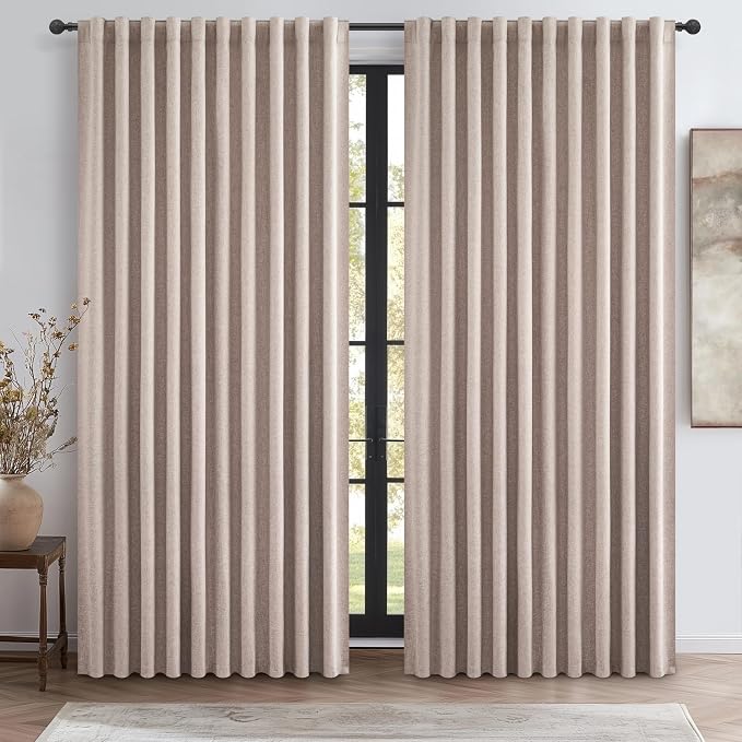 QJmydeco Curtains 60 Inch Length Wide Pleated Blackout Curtain by QJMYDECO