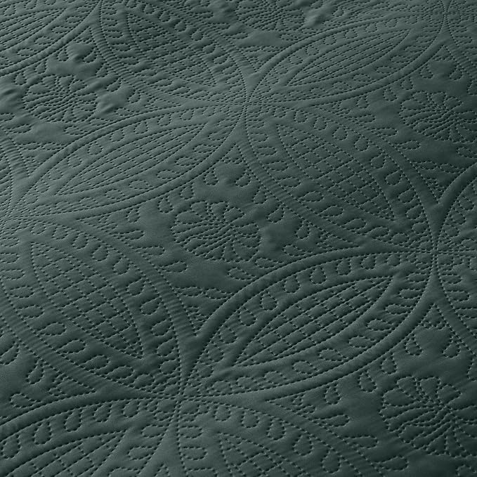 akkialla Mocha Forest Green Full/Queen Quilt Set, Ultrasonic Lightweight - Image 7