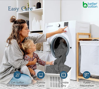 ROYALE LINENS 400 Thread Count 100% American Grown Cotton Fitted Sheet Queen Size - All Around Elastic Fitted Sheet - Luxury Sateen Weave - Snug Fit Bottom Sheets Fit Up to 16" (Queen,Spanish Slate)