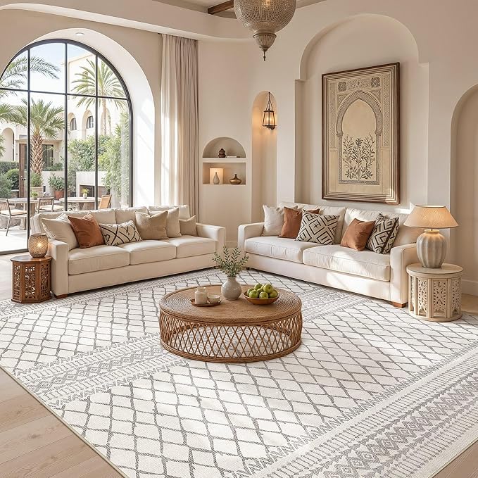 cotiled Boho 10x14 Area Rug for Living Room: Large Moroccan Washable Rug | - Image 4