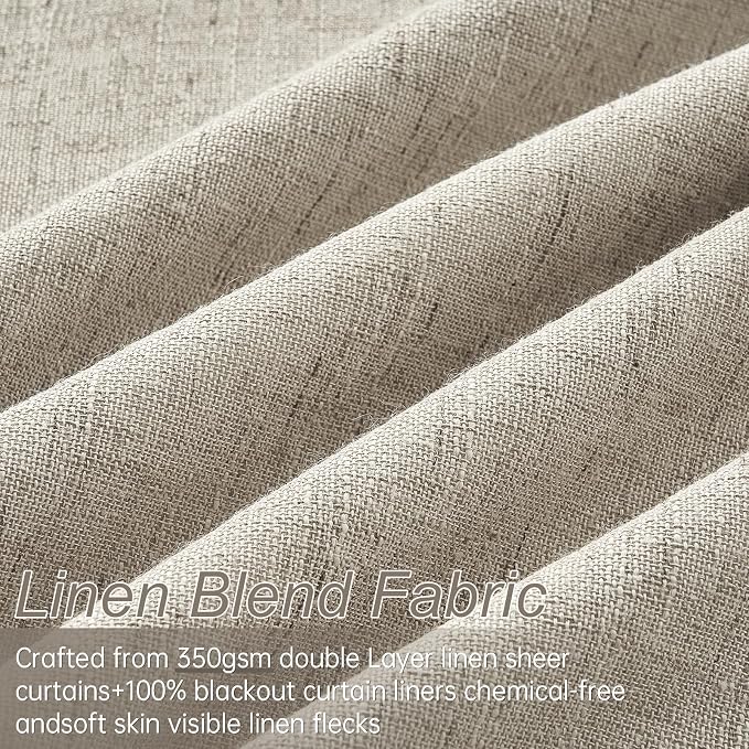 Topfinel 105 Inches Long Black Out Faux Double Layer Thick Linen Drapery Panels - Image 3