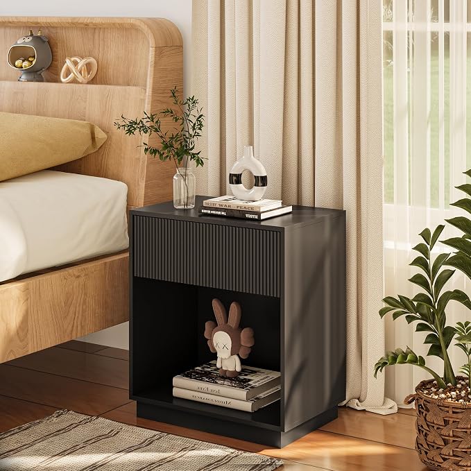 Fluted Nightstands Set of 2, Modern Bedside Table - Image 2