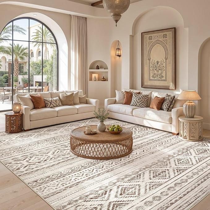cotiled 6x9 Area Rugs for Living Room: Boho Washable Rug for Dining Room | - Image 5