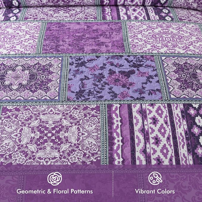 Etwel Cotton Patchwork Queen Size Quilt Set - Image 2