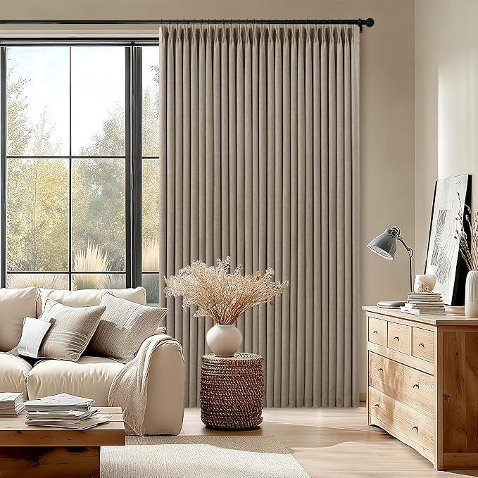 Pleated Blackout Dark Flax 120 Inch Long Curtains Double Layer | Viral Pinch - Image 8