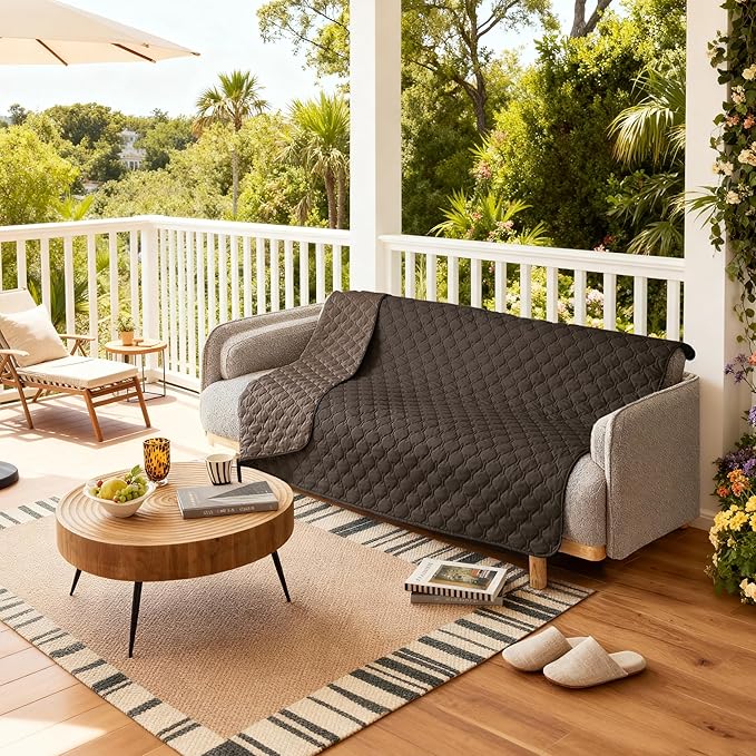 gogobunny 100% Double Sided Waterproof Dog Blanket Soft Pet Bed Cover Reversible Protect Furniture Couch Sofa Car for Puppy Large Dog Cat (Dark Coffee/Light Coffee, 82x102 Inch (Pack of 1))