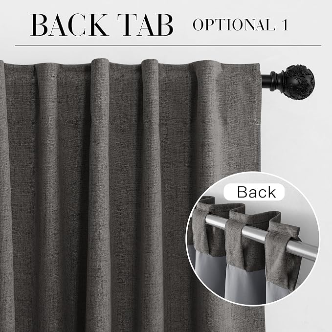 RYB HOME Grey 100% Blackout Short Curtains 45 Inch Long - Image 7