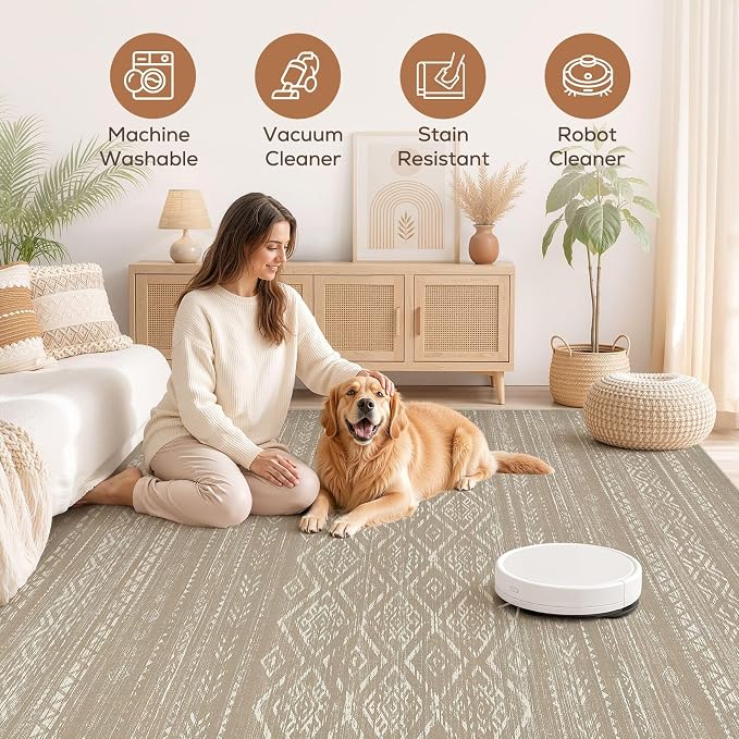 Nakagishi Area Rug Living Room Rugs: 6x9 Large Soft Machine Washable Boho - Image 3
