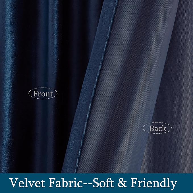 Navy Blue Velvet Curtains 84 inch Long - Image 5