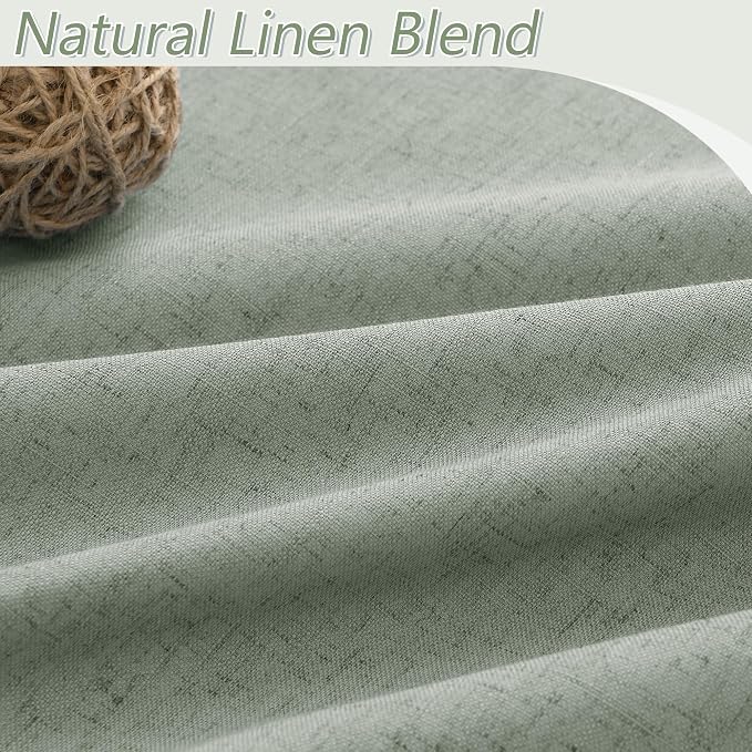 Desert Sage 100% Blackout Linen Curtains 108 Inch Length 2 Panels Set - Image 3