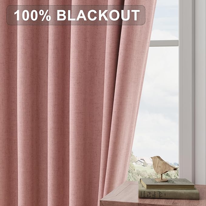 Joywell 100% Blackout Linen Curtains 96 Inch Long - Image 7