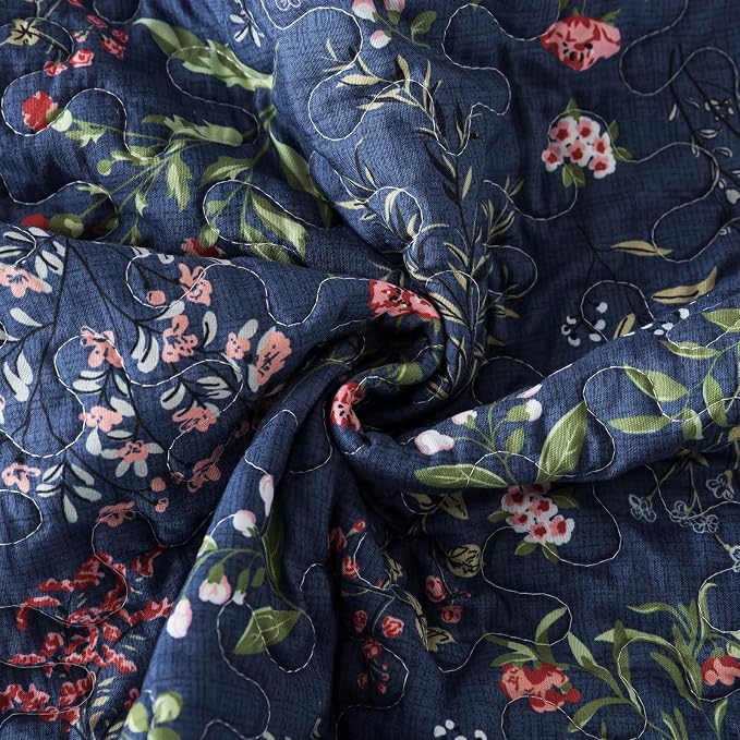 3-Piece Quilt Set Quilted Bedspread Lightweight Coverlet Set Garden Style - Image 5