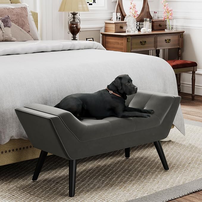 Upholstered Tufted Small Cute Bench Ottoman - Image 4