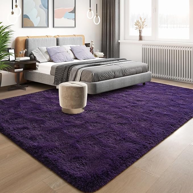 6x9 Area Rugs for Living Room, Soft Fluffy Shag Purple Rug for Bedroom Nursery - Image 2