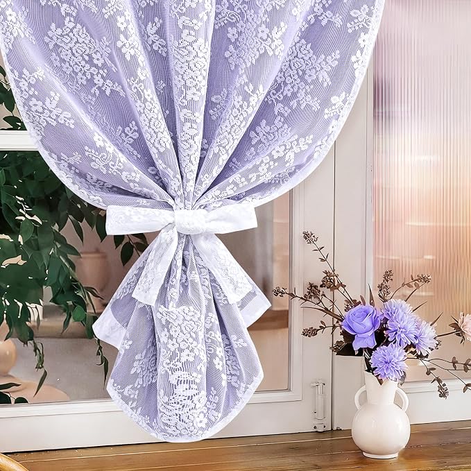 Yinhua Purple Kitchen Curtains 36 Inch Length Double Layer Blackout Curtains - Image 3