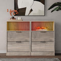 Fluted Nightstand Set of 2, LED Nightstand by WODEER