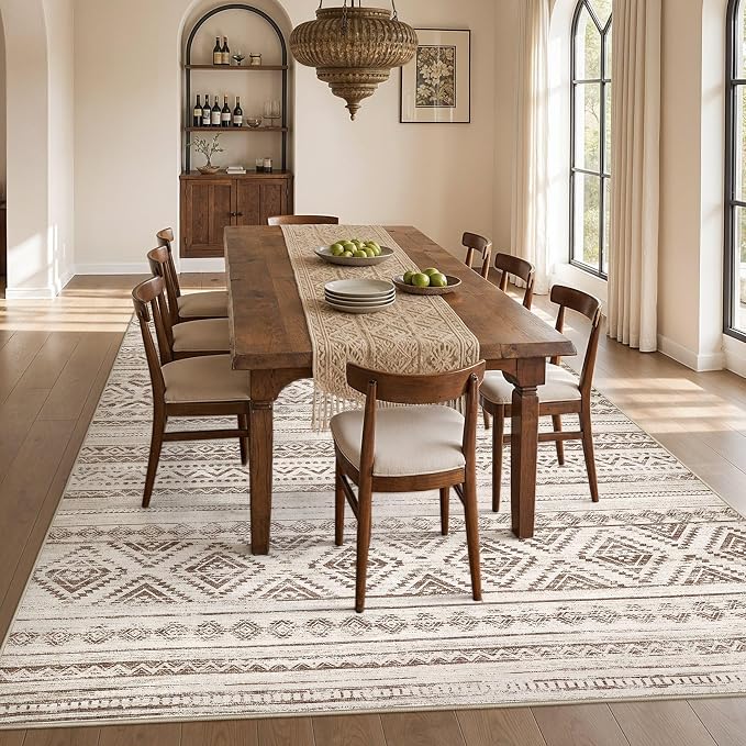 cotiled 6x9 Area Rugs for Living Room: Boho Washable Rug for Dining Room | - Image 7