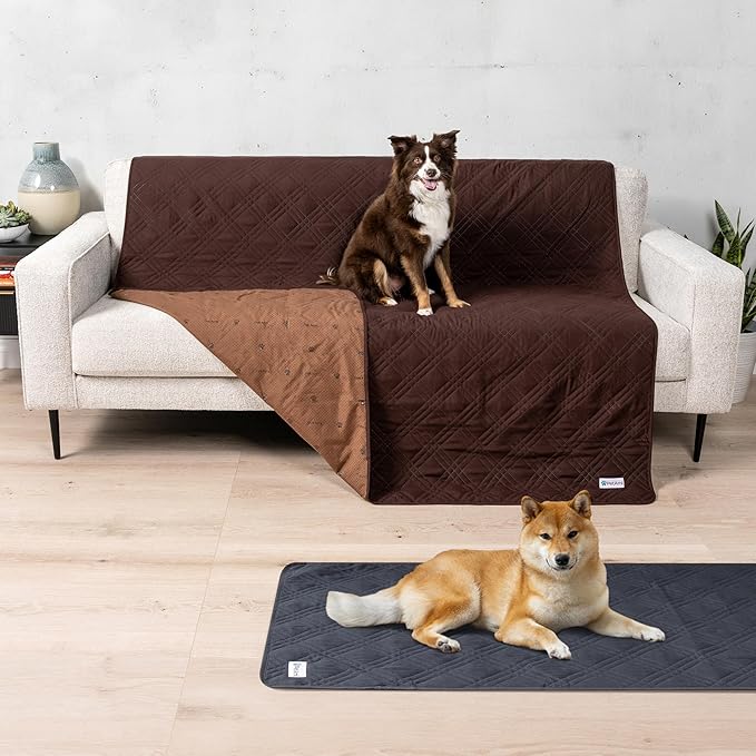 PetAmi Waterproof Couch Cover for Dogs, Waterproof Pet Blanket, Reversible Furniture Cover Sofa Protector for Pet Cat Bed, Washable Waterproof Blanket Dog Cover for Couch Seat, 68x82 Brown