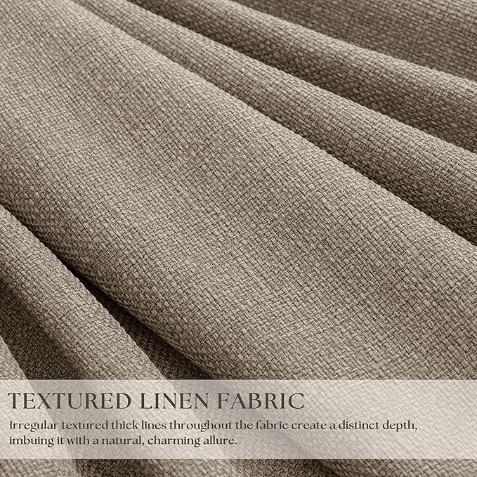 Deep Flax Linen Pinch Pleated 100% Blackout 92 Inch Curtains 2 Panels | Greige - Image 4