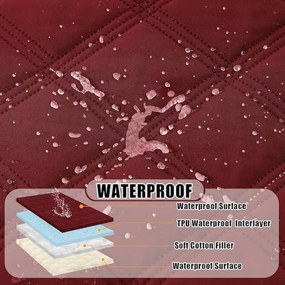 Smiry Waterproof Dog Bed Cover Blanket 52x82, Soft Reversible Pet Blanket, Washable Leakproof Cats Dogs Couch Cover for Sofa, Couch, Furniture, Lattice, Wine Red/Beige