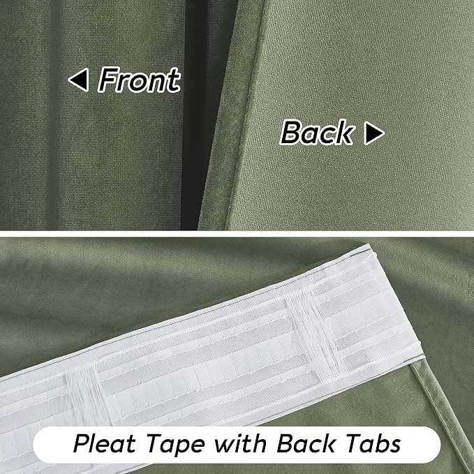 RYB HOME Sage Green Velvet Curtains - Image 6