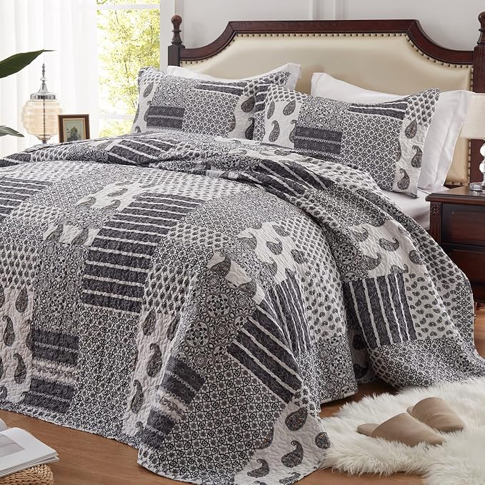 Quilt Set Full/Queen Size 3 Piece Bedspread Coverlet Lightweight Comforter by LEAONME