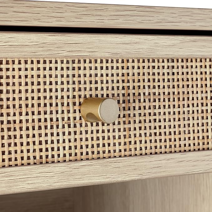 Nathan James Jackson Wall Mounted Rattan Floating Bedroom Nightstand - Image 5