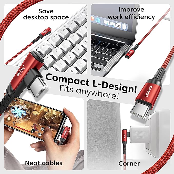 USB C Cable [2Pack, 10ft] 240W Fast Charging Type C Cord, Nylon Braided USB 2.0 Cable for iPhone 17 16 15 Pro Plus Pro Max Air, iPad Pro, Samsung Galaxy S24 S23, Switch, MacBook Pro, Pixel-Red