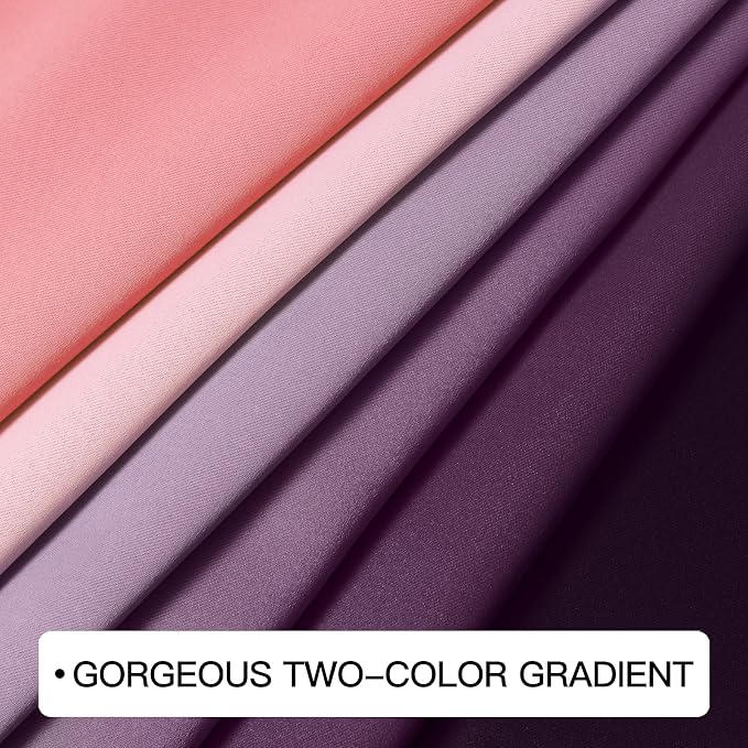 COSVIYA Grommet Drapes Ombre Dark Pink and Purple Curtains W52 x L84 Inch | - Image 6