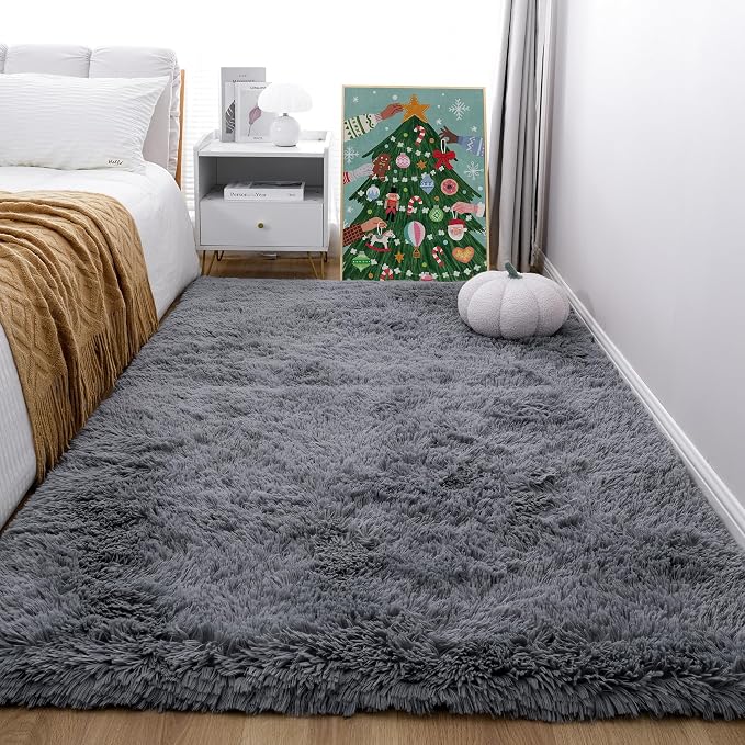 6x9 Grey Shag Rug for Bedroom, Soft Plush Fluffy Washable Carpet | Gray Area - Image 8