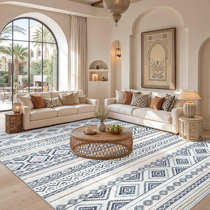 cotiled 6x9 Area Rugs for Living Room: Boho Washable Rug for Dining Room | - Image 5