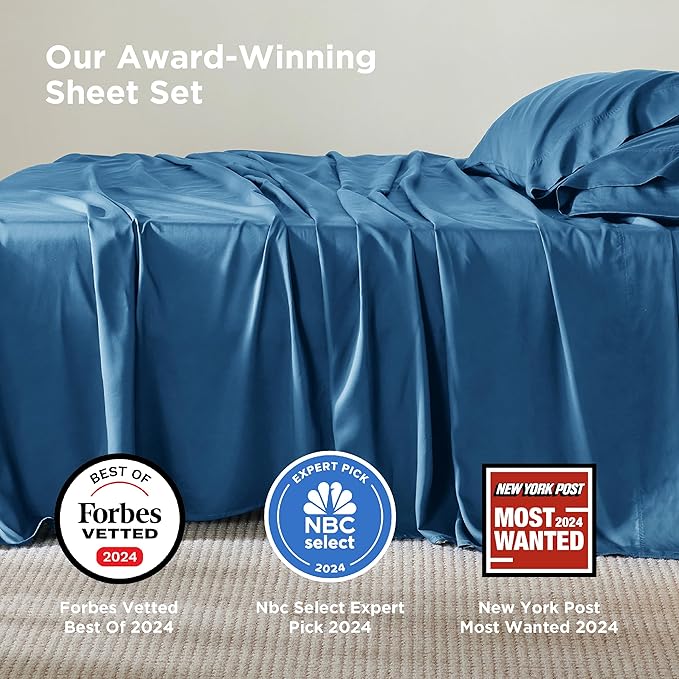 Bedsure Full Size Bed Sheets, Cooling Sheets, Rayon Derived from Bamboo, Breathable & Soft, Deep Pocket Up to 16 Inches, Hotel Luxury Silky Bedding for Hot Sleepers, Teal