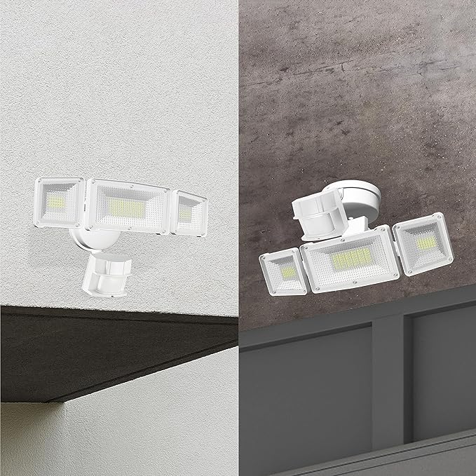 AWSENS 40W LED Security Lights Motion Sensor Light Outdoor, 180 Degree, 4000LM, 5000K, ETL Water Resistant, 3 Head Motion Detected Flood Light for Garage, Yard, Porch 2-Pack (White)