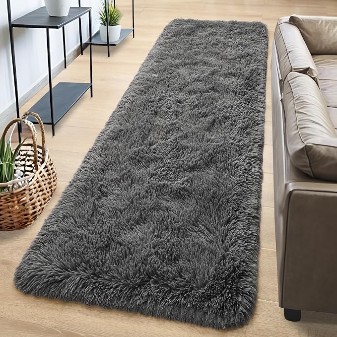 Fluffy Runner Rugs for Bedroom Aesthetic 2x6 Feet, Shag Soft Bedside Rug - Image 2