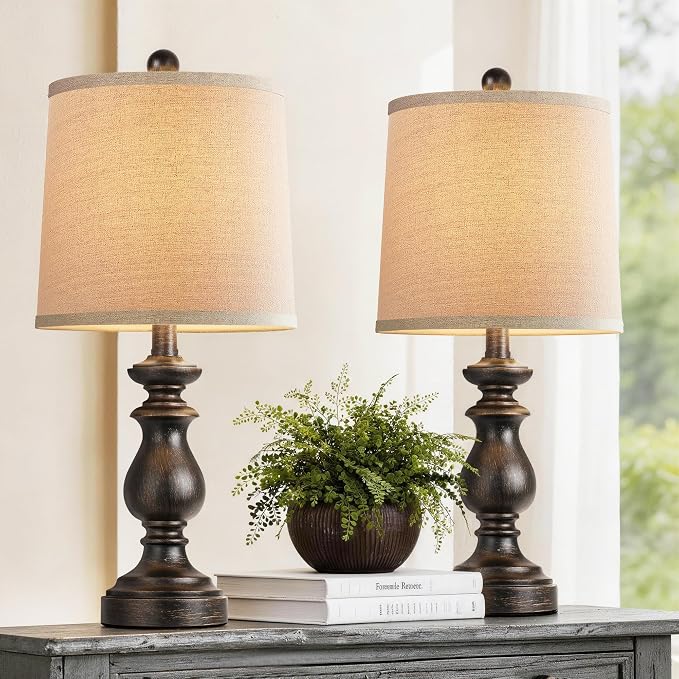 Traditional Table Lamp Set of 2, Rustic Farmhouse Table Lamps - Image 9