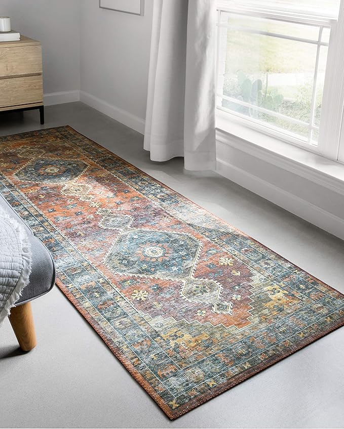 Loloi II Skye Collection SKY-07 Terracotta/Sky 3'-6" x 5'-6" Accent Rug