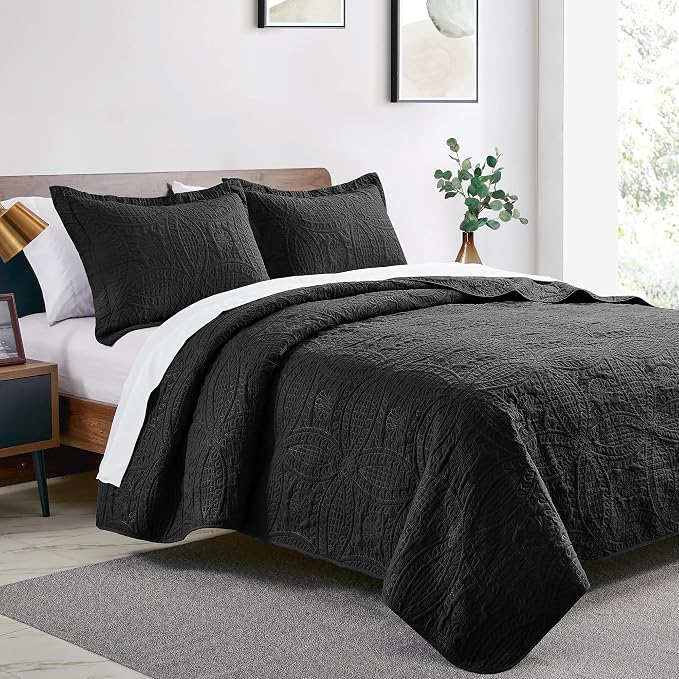 Love's cabin Quilts for Full Bed Black Bedspreads Bedding Set - Image 2