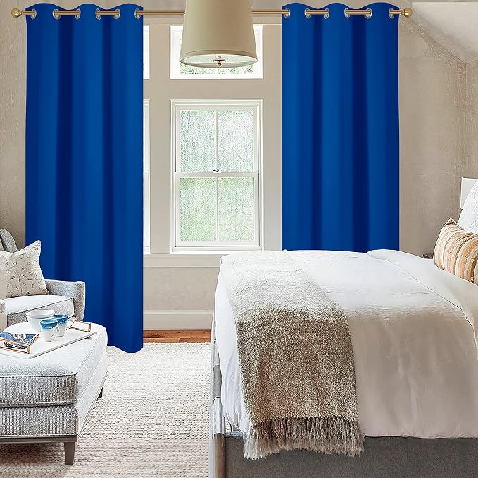 Diraysid Royal Blue Grommet Blackout Curtains - Image 4