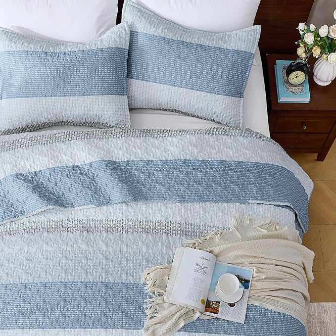 King Size Quilt Set Misty Blue - Image 4