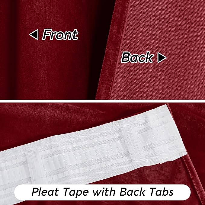 RYB HOME Red Velvet Blackout Curtains 90 inches - Image 4