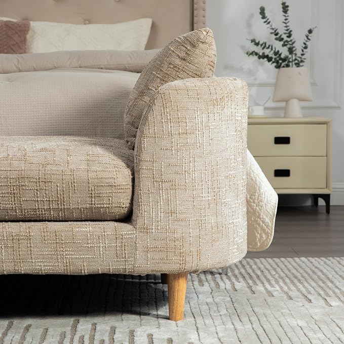 KEIKI Oversize 77.17" L Chenille End of Bed Bench Ottoman - Image 7
