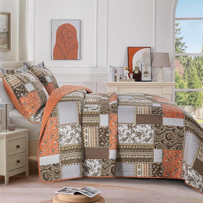 BEDIFANY Cotton California King Quilt, 100% Cotton Cover Fall Bedspread | - Image 9