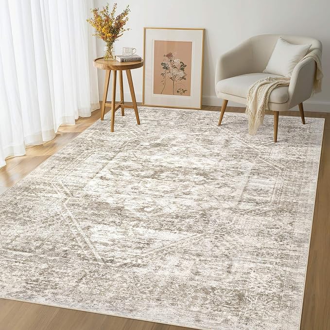 cotiled 8x10 Area Rug for Living Room, Traditional, Distressed Light Brown - Image 9